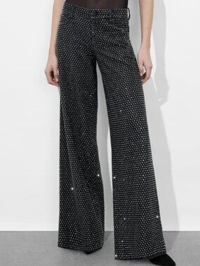 Alice + Olivia TRISH EMBELLISHED JEAN In maya charcoal black/hematite